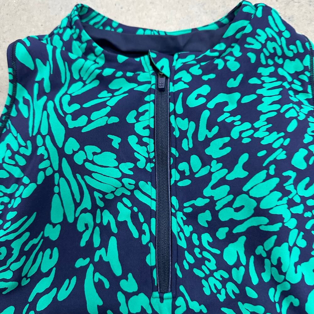 Sweaty Betty Power Contour Zip Bra Medium Impact Sports Bra Green Print US 8 M - Picture 3 of 6